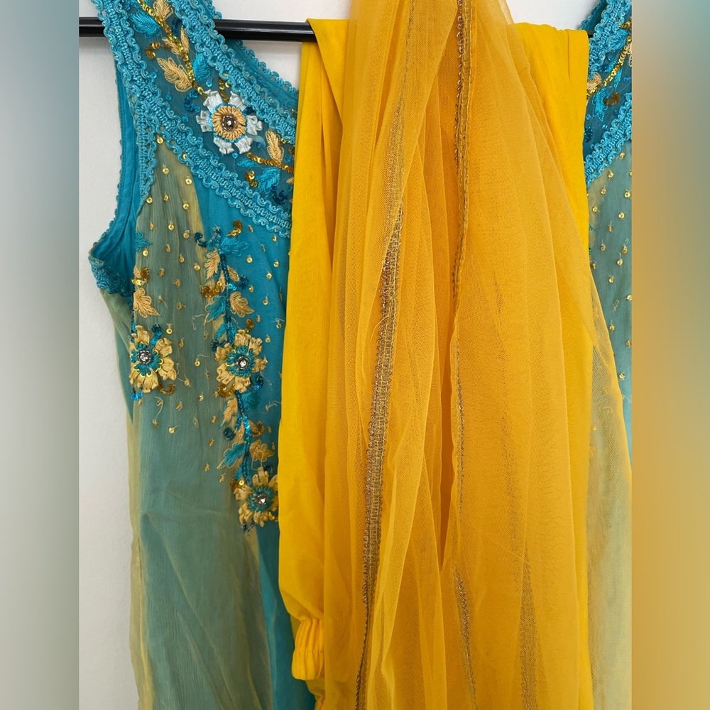 Yellow and blue suit. Perfect for summer weddings, Roka ceremony, etc.